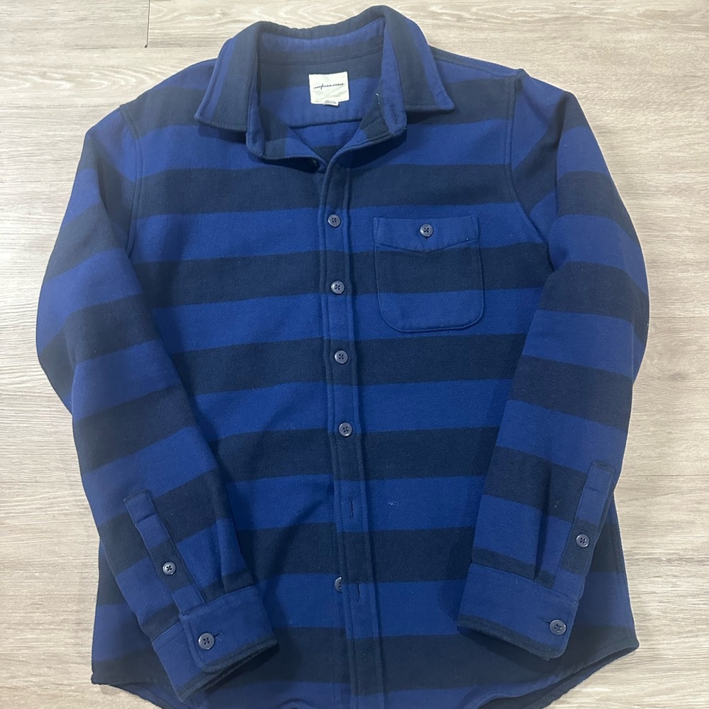 American Eagle Outfitters Navy and Black Flannel Sz L